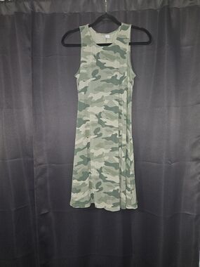 Old Navy Olive Green Camo Midi Tank Dress